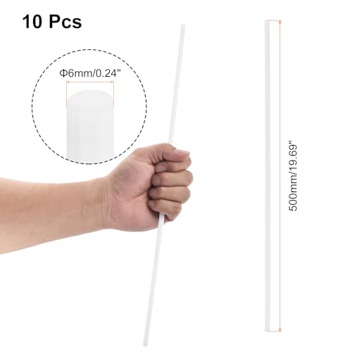Image of uxcell 10 Pcs White Plastic Rods 6 x 500mm ABS Styrene Round Stick Round Solid Bar DIY Model for DIY Toys Building Making Architectural Model Making