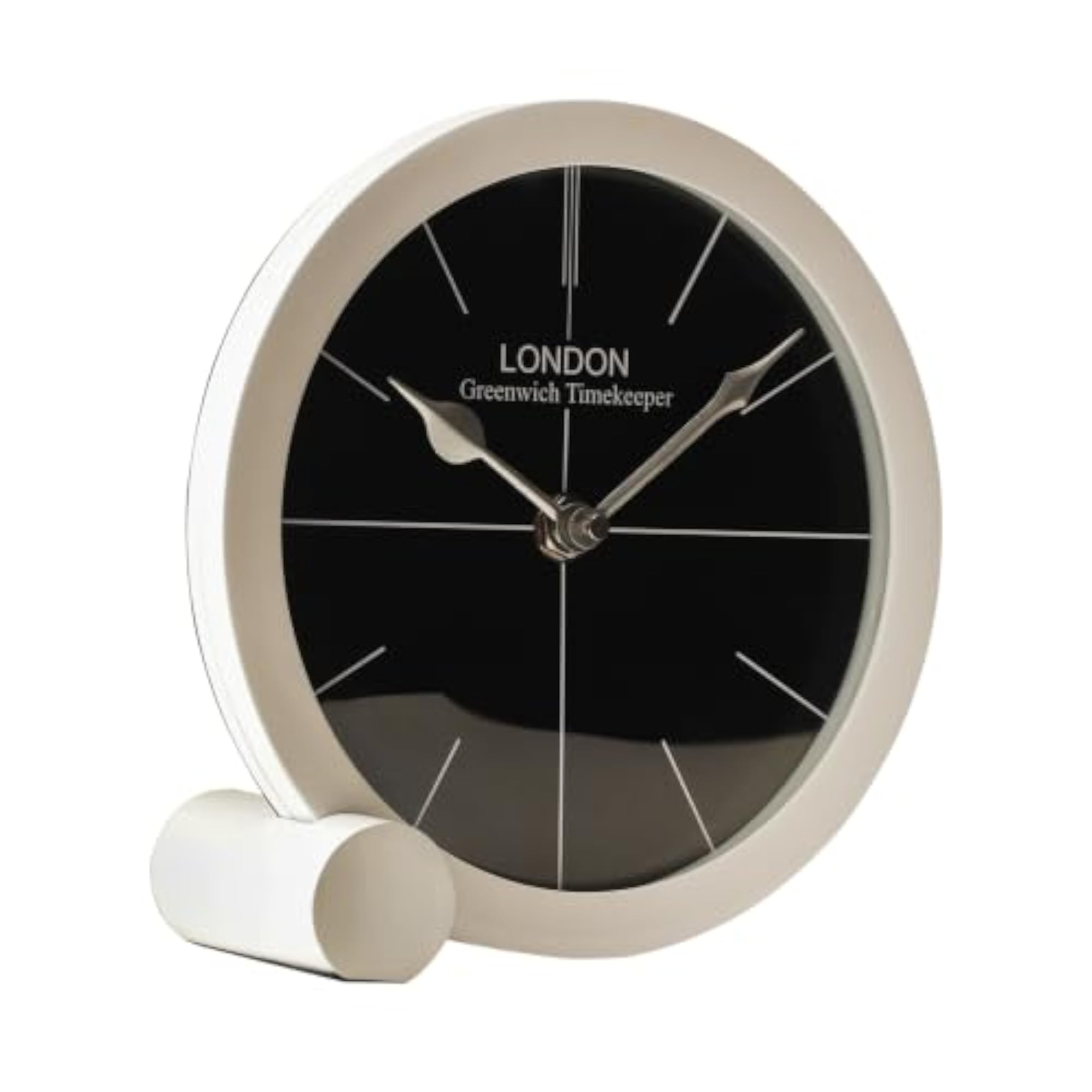 Handcrafted Langston Table Clock, Elegant White Design