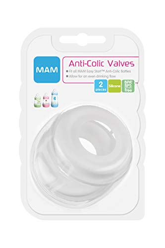 Image of MAM Easy Start Anti-Colic Bottle Original Valve Replacement Parts - 2 Pack, Compatible with All MAM Easy Start Anti-Colic Baby Bottles, Made in Europe