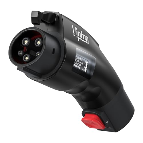 VIPTOO Adapter for Tesla to J1772 Charger with Screen Display [Only to J1772], 60Amp 250V Convertor with Press-Lock, Compatible with Tesla High-Powered Connectors, Destination/Mobile Chargers