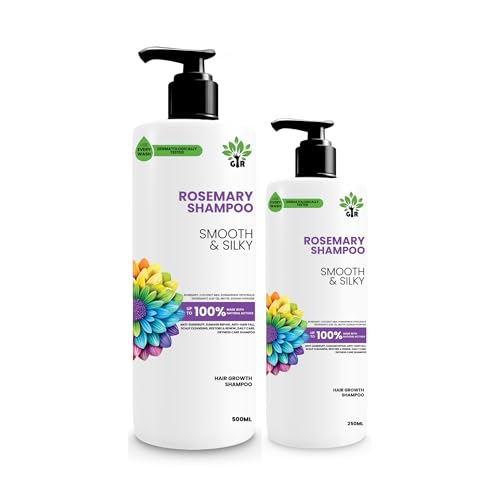 Image of GIR Rosemary Shampoo with Rose Hydrosol | For Smooth & Silky Hair, Sulfate Free |No Parabens, Sulphate, Dyes| Ideal For All Hair Types - Total 750ML (500ML+250ML)