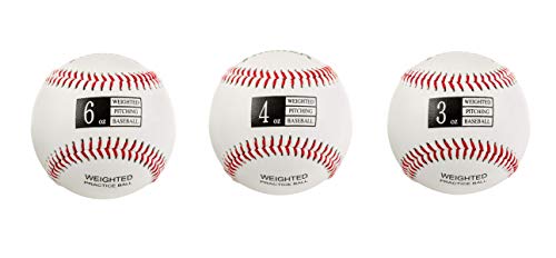 Thorza Weighted Baseballs For Throwing - Help Increase Pitch Velocity - Set Of 3 Practice Baseballs (3Oz, 4Oz, 6Oz) #TOP6