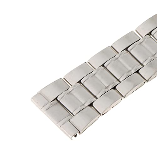 Image of Men Watch Band Solid Stainless Steel Strap Silver Folded Clasp 20mm