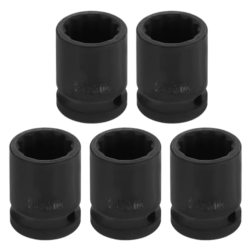 Image of HARFINGTON 5pcs 1 /2 inch Drive x 20mm Shallow Impact Socket 12-Point Metric CR-V Steel Spindle Nut Impact Flip Sleeve for Home Auto Nuts Bolts Repair