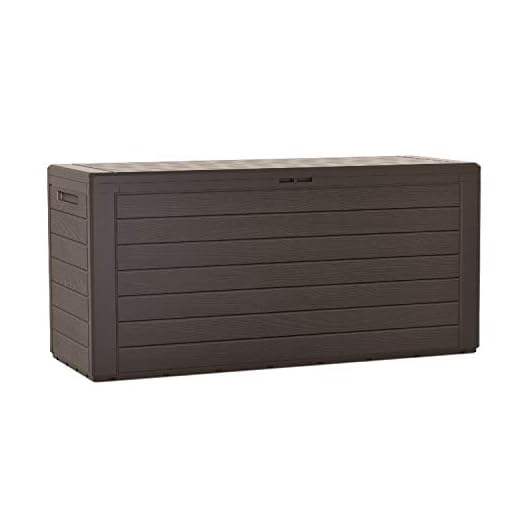 Baul de jardin 280 litros Prosperplast Boardebox de plastico en color ocre oscuro 116 x 43,8 x 55 cm