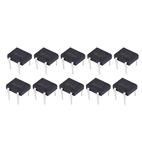 ANKROYU DB107 Puente rectificador 1A Alto Rendimiento Durable para electrodomésticos Equipos industriales Circuitos electrónicos Paquete de 10 Piezas