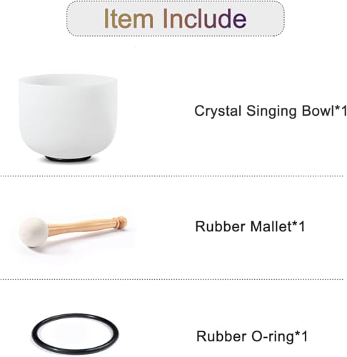CVNC 10 Inch E Note Solar Plexus Chakra Frosted Quartz Crystal Singing Bowl Meditation Therapy Sound Healing Instrument Sound Bath Bowl with Mallet and O-ring by CVNC - Image 7