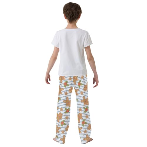 Boys' Pants Gingerbread Man Xmas Stripes Long Bottoms Jogger Pants Elastic Waist Trousers with Pockets S-XL3