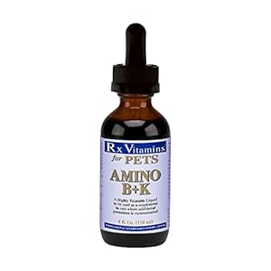 Rx Vitamins Amino B+K Supplement for Cats – Extra Potassium & B-Complex Vitamins – Hypoallergenic – 4 oz Highly Palatable Liquid