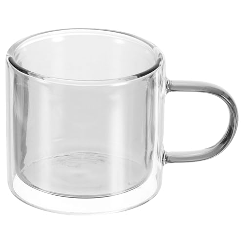 QUARKZMAN 8.4 oz Tasses À Café En Verre Double Paroi, Tasse À Thé Avec Poignées Élargies Pour Espresso, Cappuccino, Sachet De Thé, Latte, Boissons Chaudes Et Froides, Jus, Gris