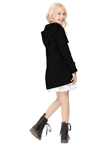 Kukume Kids Girls Outwear Jacket Hooded Lightweight Button Down Trench Coat Waterproof Active Windbreaker #TOP1