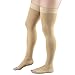 Truform 20-30 mmHg Compression Stockings for Men and Women, Thigh High Length, Dot-Top, Open Toe, Beige, Large
