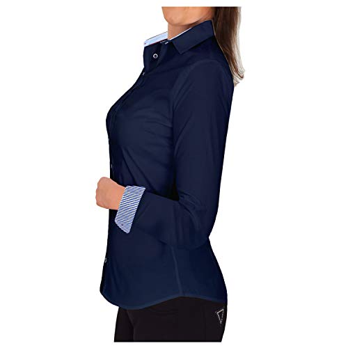 HEVENTON-Bluse-Damen-Langarm-in-Navy-Hemdbluse-Groesse-34-bis-50-Elegant-und-Hochwertig
