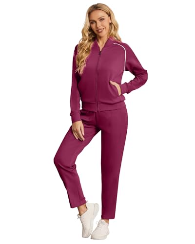 Women's Two Piece Tracksuit Long Sleeve Zip Up Sweatshirt Long Pants Outfits Jogger Sweatsuit Sets