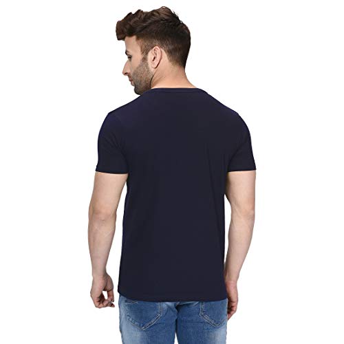 Image of London Hills Henley Neck T Shirt for Men | Tshirt for Man | T Shirt for Men | Mens Casual T Shirts | Cotton Blend Solid Half Sleeve Button Neck Slim Fit Casual Tee