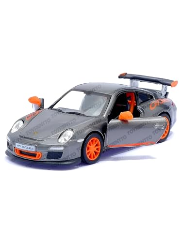 Image of 1:36 Porschee GT3 RS 2010 Alloy Sports Car Model - Diecast Metal Pull Back Toy with Openable Doors, Inertia Action, Collectible Car for Kids & Adults-Grey