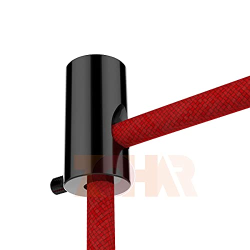 ZOHAR 2 Stück Deckenbefestigung Aufputz-Kabelhalter Wand- und Deckenpins Kabelaufhängung Kabelbefestigung Affenschaukel Kabelhänger mit Schrauben & Dübeln für Textilkabel Lampe DIY Schwarz