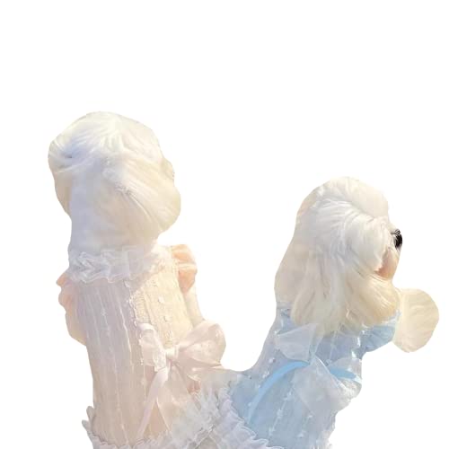 犬服、猫服、ジャンプスーツ、二足お姫様スカート、布糸ジャンプスーツ、小型犬、中型犬、おでかけパーティーペット服、夏の薄手二足ペット服、おでかけ犬服、夏スカート、ペットワンピース、春夏新鮮な犬の服(M ライトブルー)