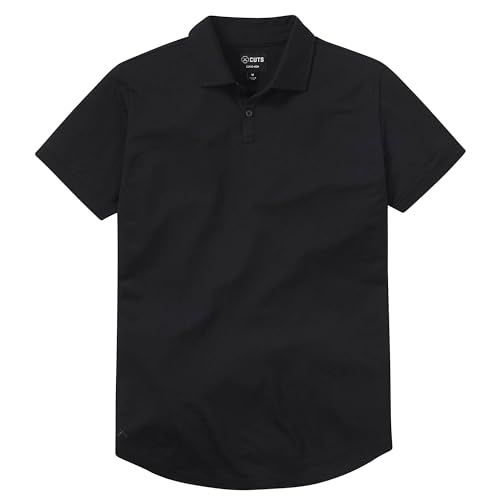 Clothing Men's Premium PYCA Pro Stretch AO Short Sleeve Polo Shirt | Classic Golf Shirts | Curve Hem, Button Collar