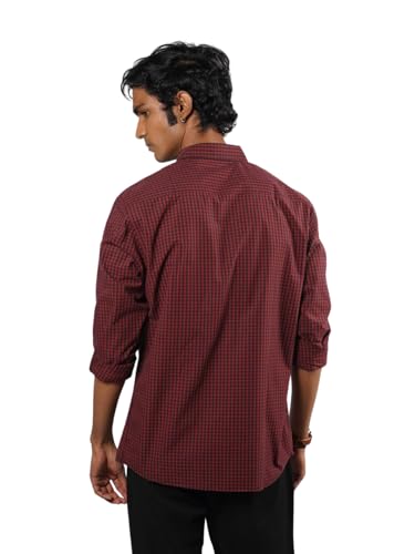 Image of Eszett Men's Full Sleeve Checkered Regular Fit Red Checks Shirt