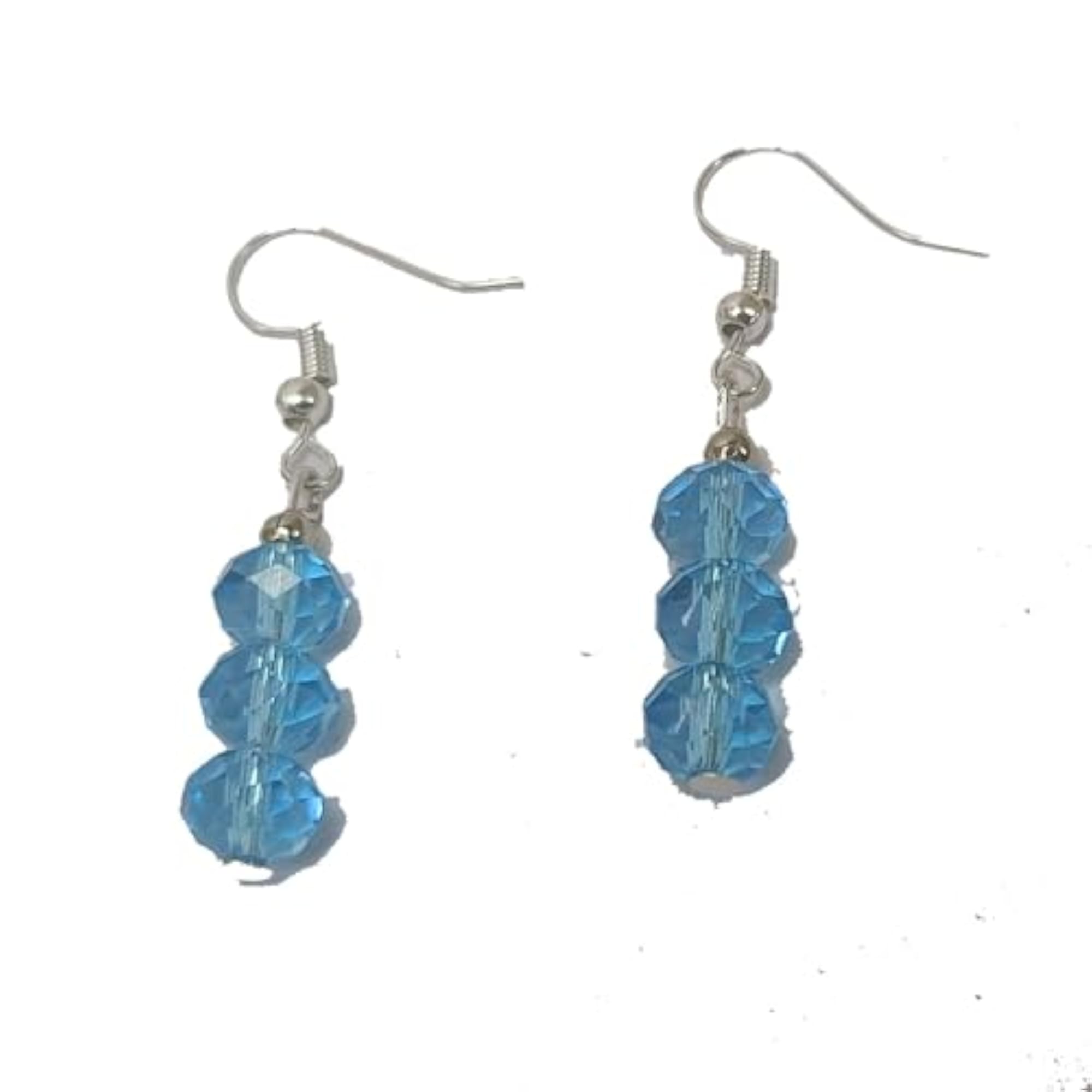 Women's Aqua Obsidian Round Bead Healing Crystal Earrings Set