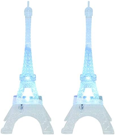OSALADI 2pcs LED Light Up Eiffel Tower Night Light Creative Gift Acrylic Decorative Lamp for Bedroom (8 x 8 x 19cm)