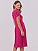 ANRABESS Women Summer Dress Casual Short Sleeve V Neck A-Line Knee Length Pleated Flowy 2025 Fashion Midi Dresses with Pocket Hot Pink Medium