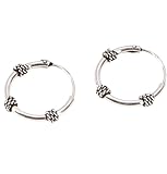 Bellissimi orecchini a cerchio in argento gotico in argento 925 con eleganti decorazioni e superficie parzialmente annerita