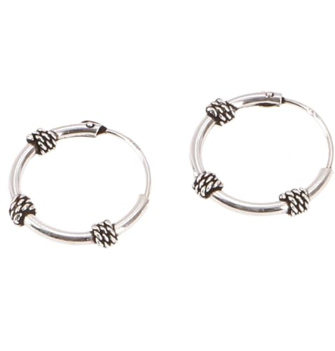 Bellissimi orecchini a cerchio in argento gotico in argento 925 con eleganti decorazioni e superficie parzialmente annerita
