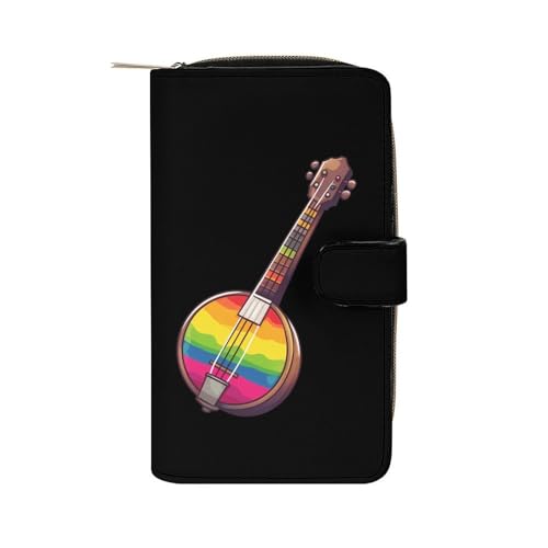 Portefeuille banjo coloré en cuir avec porte-carte d'identité et grand compartiment monnaie