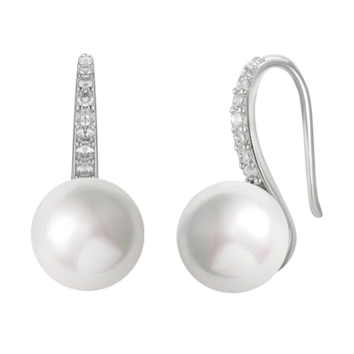 SWEETV Classical Pearl Dangle Drop Earrings for Women, Pearl Hook Earrings, Wedding Bridal Earrings for Brides Bridesmaids,Prom Jewelry Gifts