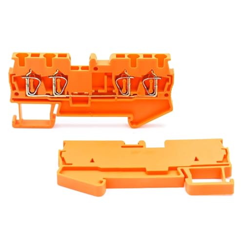 50Pcs ST 2.5-Quattro 4-Wire Terminal Block 2.5mm DIN Rail Compact Reliable Wiring Connections(ST2.5-Quattro-Orange)