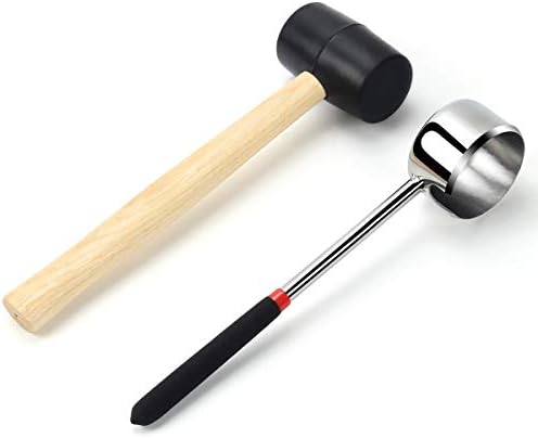 Coconut Opener Tool Set for Young Coconut,Food Grade Stainless Steel Coconut Opener Set with Rubber Mallet