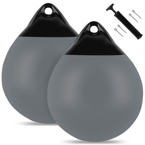 Bouée d'amarrage bateau gonflable grise lot de 2 contre les rayures de coque 38cm