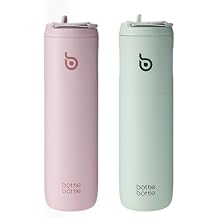 BOTTLE BOTTLE Insulated Water Bottle 24oz with Straw Lid and Handle for Sports Travel Gym Stainless Steel Water Bottles Double-Wall Vacuum Metal Thermos Bottles Leak Proof BPA-Free Pink and Green