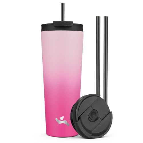 Image of Konokyo 26 oz Insulated Tumbler Water Bottle with Straw Lid, Cherry