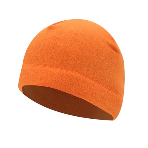 Winter Warm Wintermütze für Damen und Herren, Unisex Solid Outdoor Sport Radfahren Mütze Fleece Ski Beanie Skull Cap (DE/NL/SE/PL, Alphanumerisch, Einheitsgröße, M, Orange)