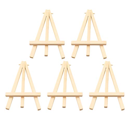 Lioobo 5 peças mini cavalete de madeira multifunções dobrável cavalete de madeira suporte para celul