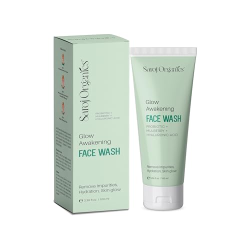 Image of Saroj Organics Glow awakening facewash, 100 ml for skin glow, skin hydration and removing impurities - for Men and Women