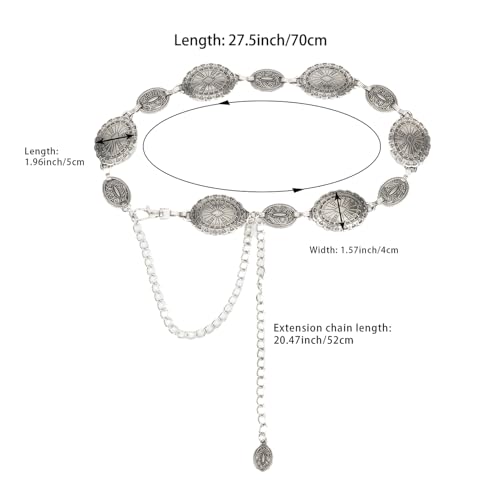UTOWO Western Metal Belt Silver Chian Belt for Jeans Dresses2