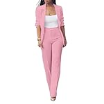 HuiSiFang Womens Fall Fashion 2 Piece Blazer Sets Open Front Blazers and Slim Fit Pants Suits Set
