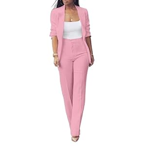 HuiSiFang Womens Fall Fashion 2 Piece Blazer Sets Open Front Blazers and Slim Fit Pants Suits Set