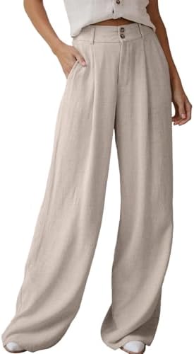 Dokotoo Women's Casual Loose Wide Leg Linen Pants