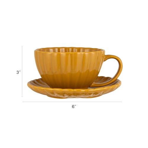 Taza de cerámica con plato y esmalte reactivo 10 oz amarillo miniatura 2