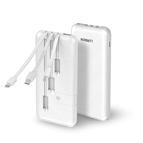 Power Bank 10000mAh, Ultra Slim Portable Charger with Built-in Phone Stand, USB Outport, Type-c Cable,Micro Cable and Other Cable for Cell Phone