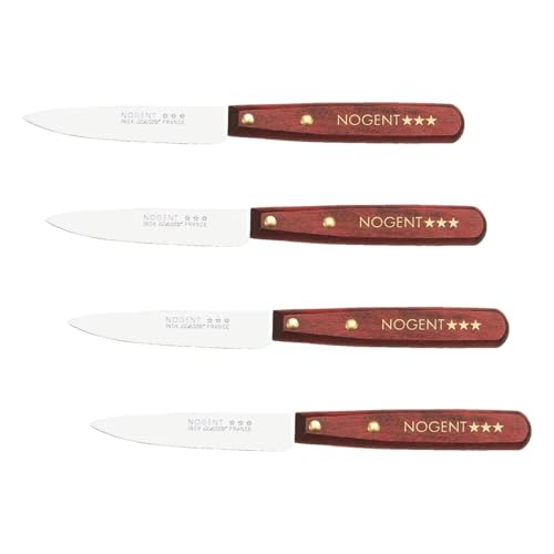 Nogent 3 Etoiles 02000B Couteau Office Lisse Classic Bois, Merisier, Brown (Lot de 4)