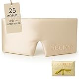 Máscara de noche, máscara de sueño antialérgica y ocupante de seda pura al 100%, con diadema ajustable, adecuada para hombres y mujeres (champán)