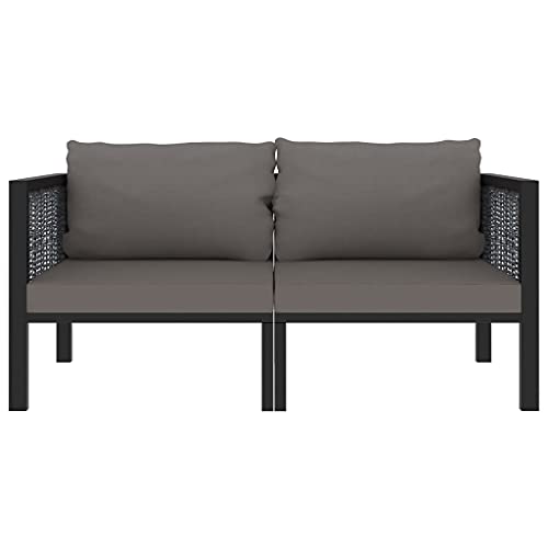Patio Furniture Canapé 2 places avec coussin Anthracite Polyrotin – Image 4