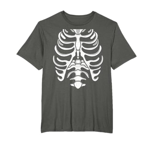 Esqueleto Costilla Jaula X-Ray Adulto Niños Divertido Halloween Camiseta