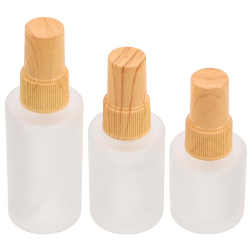GETAJGHSD Botella de Spray de Vidrio Esmerilado con Tapa de Diseño Madera, Dispensador de Niebla Fina, Portátil para Viaje, Capacidad de 20 Ml, 30 Ml y 40 Ml, Paquete de 3 Varios estilos